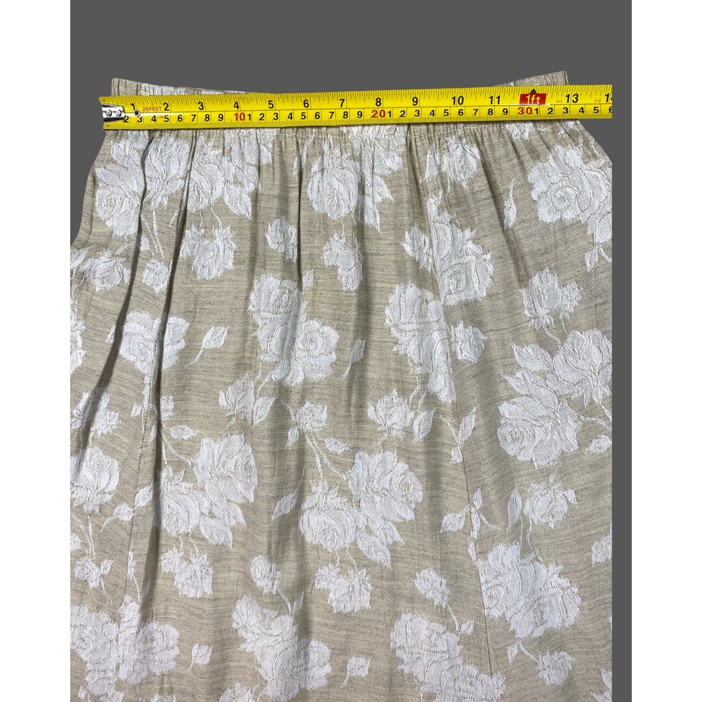 CP Shades Womens Tan White Floral Jacquard Rayon Maxi Skirt Size M Quiet luxury - Picture 12 of 13